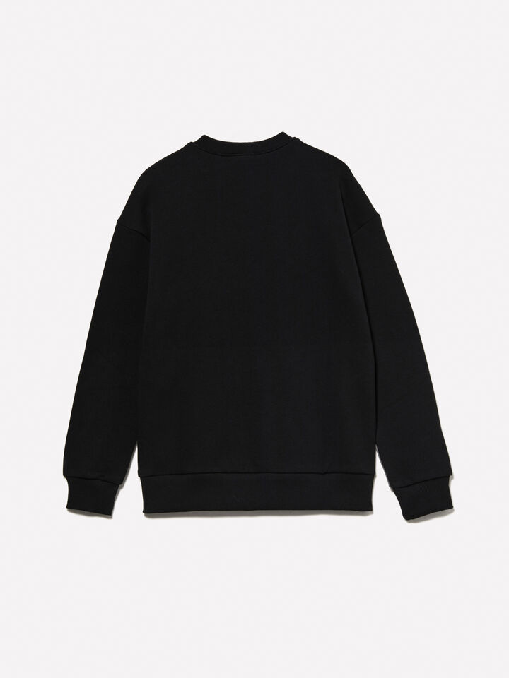 Black sweatshirt with logo tag - boys' knitwear - Black | Sisley Young image number 2